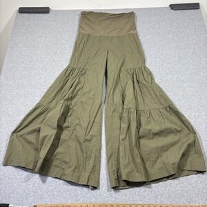 Contrast Women's Sz M Green Baggy Pants Boho Bohemian Peasant Wide Leg